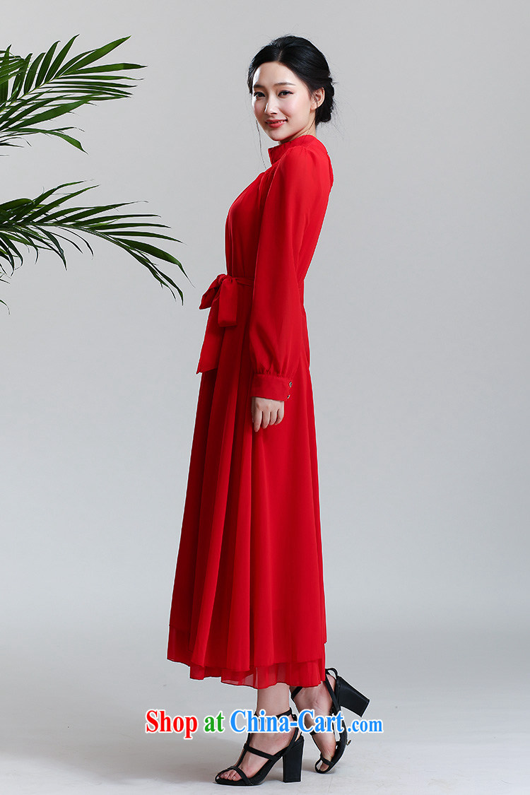 Land is still the Yi 2015 spring new Korean style long-sleeved snow-woven dresses ultra-large long skirt china red lady dresses bridesmaid bridal gown dress red XL pictures, price, brand platters! Elections are good character, the national distribution, so why buy now enjoy more preferential! Health