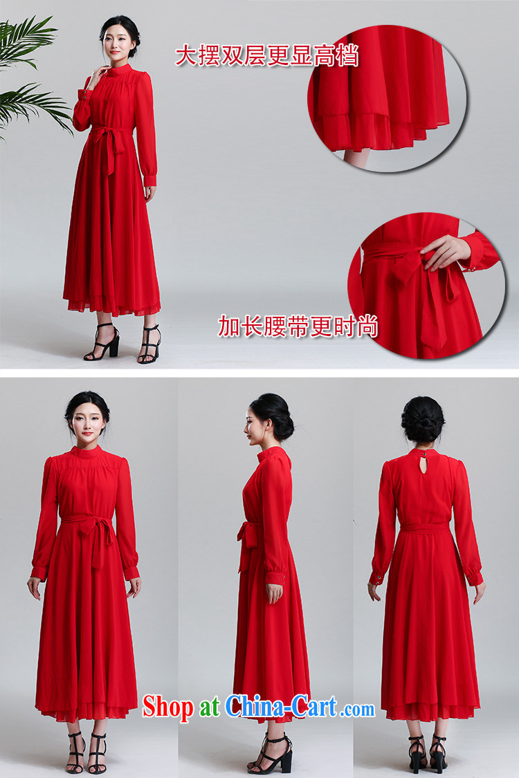 Land is still the Yi 2015 spring new Korean style long-sleeved snow-woven dresses ultra-large long skirt china red lady dresses bridesmaid bridal gown dress red XL pictures, price, brand platters! Elections are good character, the national distribution, so why buy now enjoy more preferential! Health