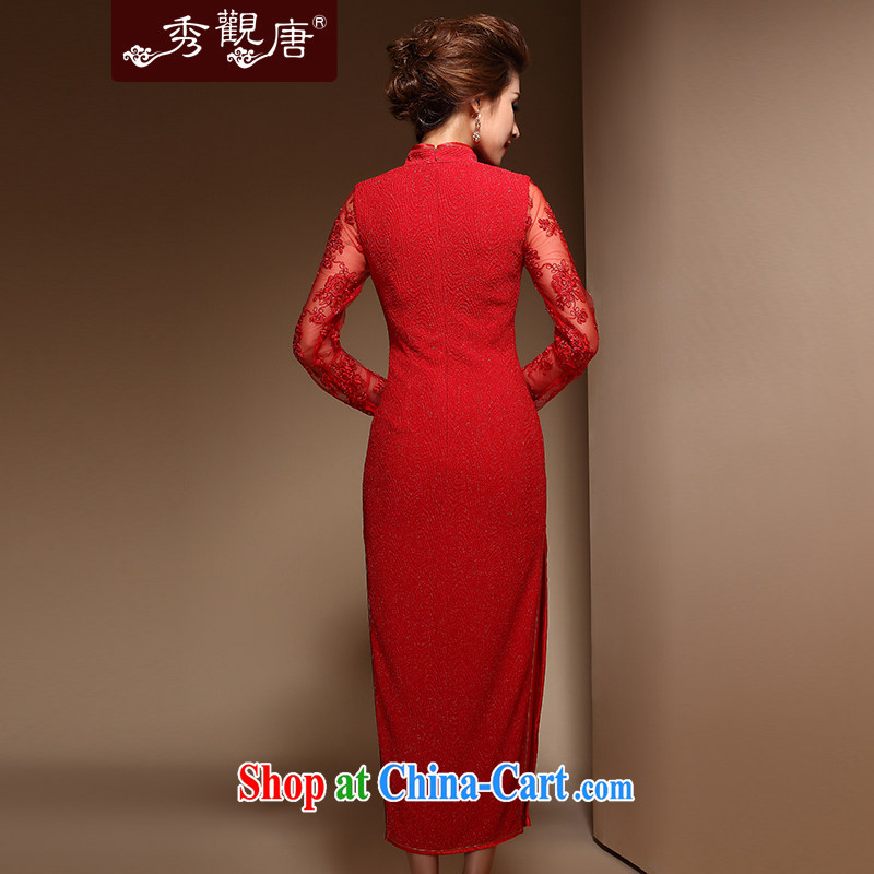 Cyd Ho Kwun Tong Cheung Itanium 2015 new Autumn with long cheongsam Chinese wedding dress bridal toast QX service 3806 red L, Sau looked Tang, shopping on the Internet