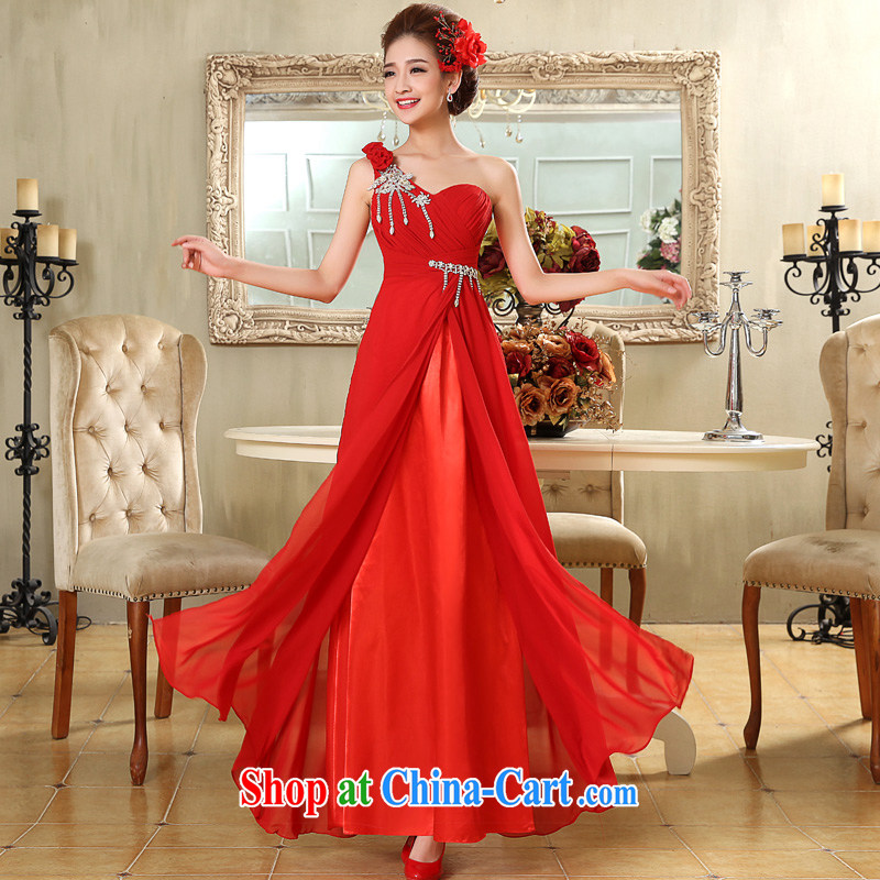 A good service is 2015 new single shoulder parquet drill flowers red bridal wedding dresses wedding dresses long evening dress skirt red 2 XL, good service, and shopping on the Internet