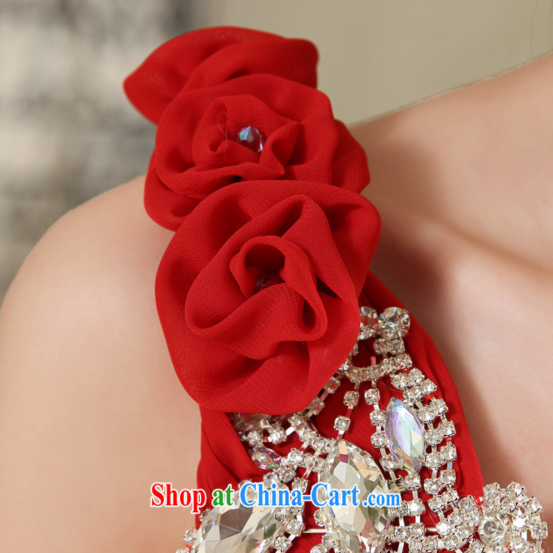 A good service is 2015 new single shoulder parquet drill flowers red bridal wedding dresses wedding dresses long evening dress skirt red 2 XL, good service, and shopping on the Internet