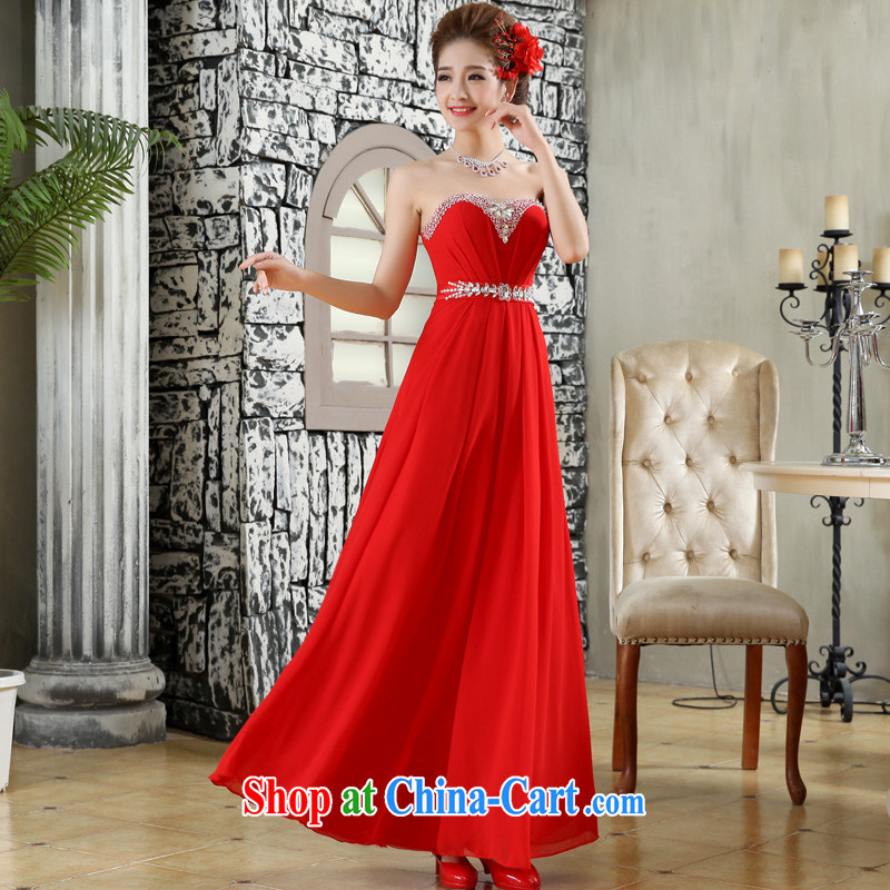 A good service is 2015 new bride wedding dress long red with Princess Mary Magdalene chest wedding dresses dress red L
