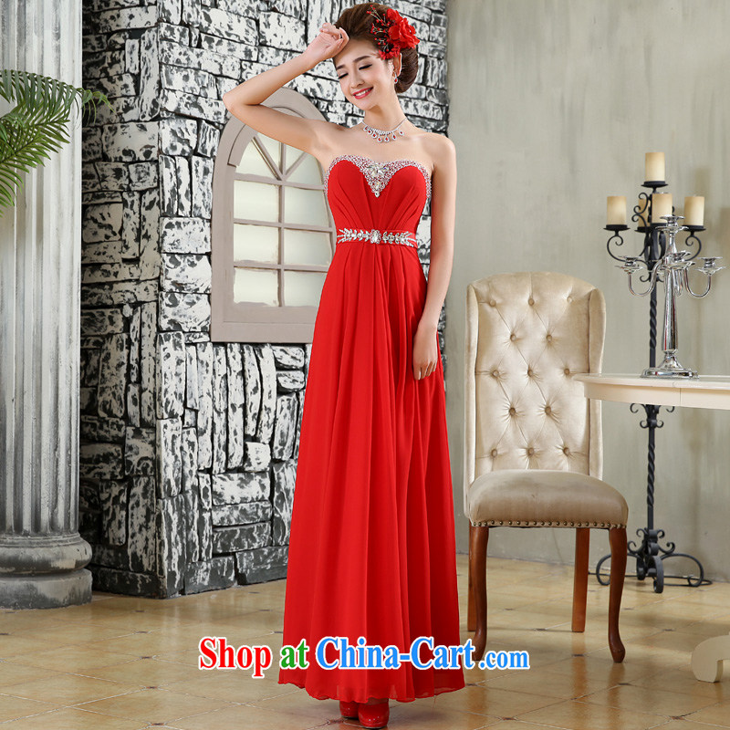 A good service is 2015 new bride wedding dress long red with Princess Mary Magdalene chest wedding dresses dress red L, good service, and, shopping on the Internet
