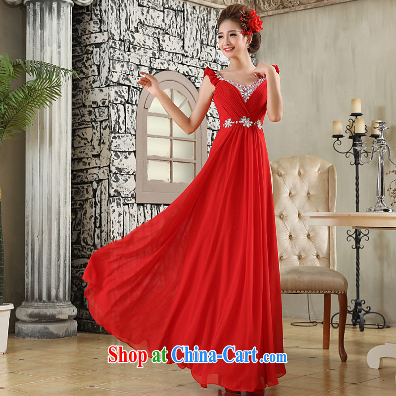 A good service is 2015 new marriages red long with double-shoulder wedding wood drill dress skirt red XL