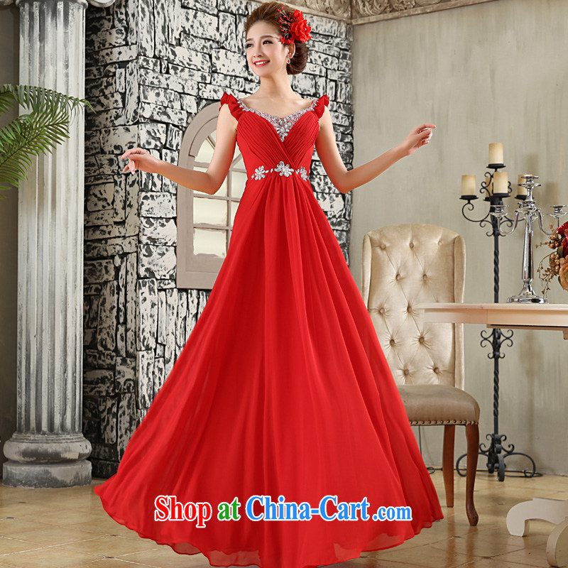 A good service is 2015 new marriages red long with double-shoulder wedding wood drill dress skirt red XL, good service, and, shopping on the Internet