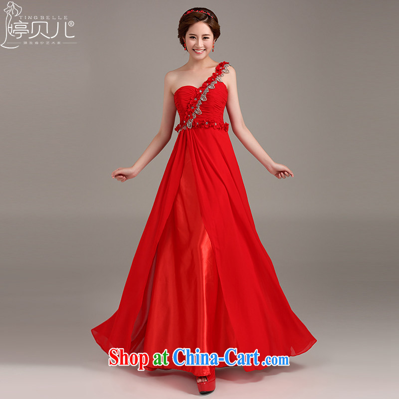 Ting Beverly 2015 marriages new dress red toast served by shoulder-length, chest bare dress red XL