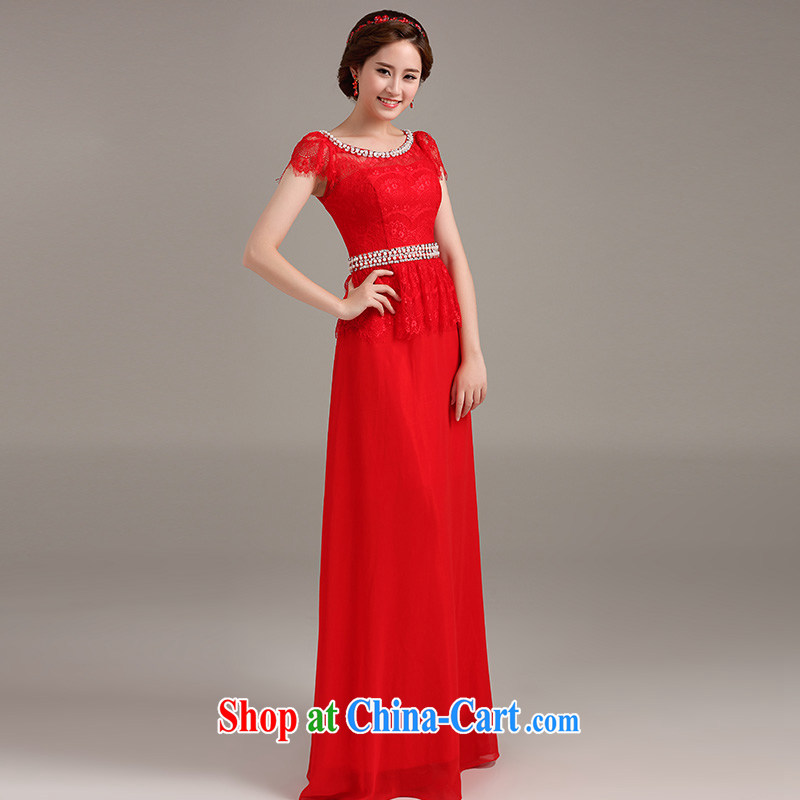 Ting Beverly dress 2015 new stylish marriages served toast red long dual-shoulder cultivating graphics thin red XXL Ting, Beverly (tingbeier), shopping on the Internet