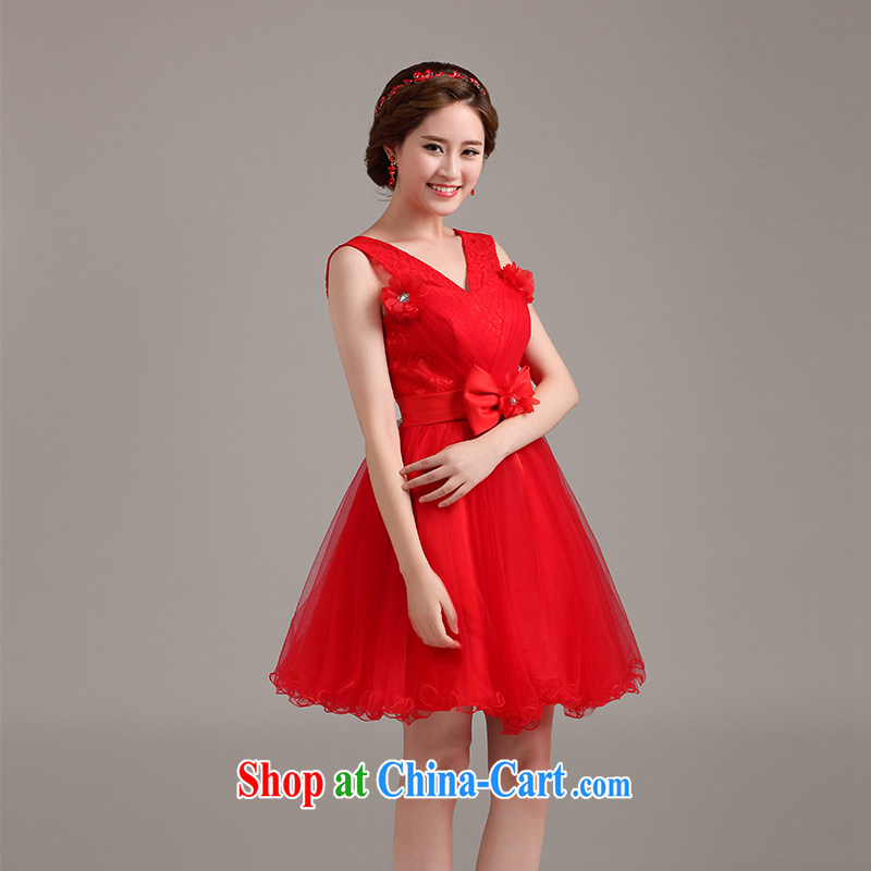 Ting Beverly dress 2015 new marriages served toast short, cultivating graphics thin red dress shoulders V collar dresses red XL Ting, Beverly (tingbeier), online shopping