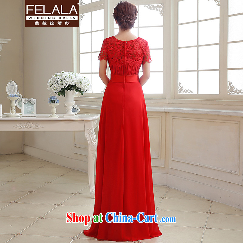2015 new bridal gown classic round-collar sexy lace tie bows dress uniform XL Suzhou shipping, La wedding (FELALA), and, on-line shopping
