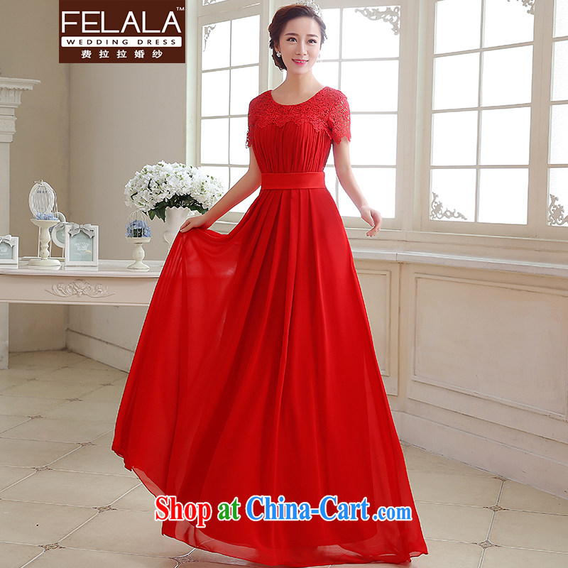 2015 new bridal gown classic round-collar sexy lace tie bows dress uniform XL Suzhou shipping, La wedding (FELALA), and, on-line shopping