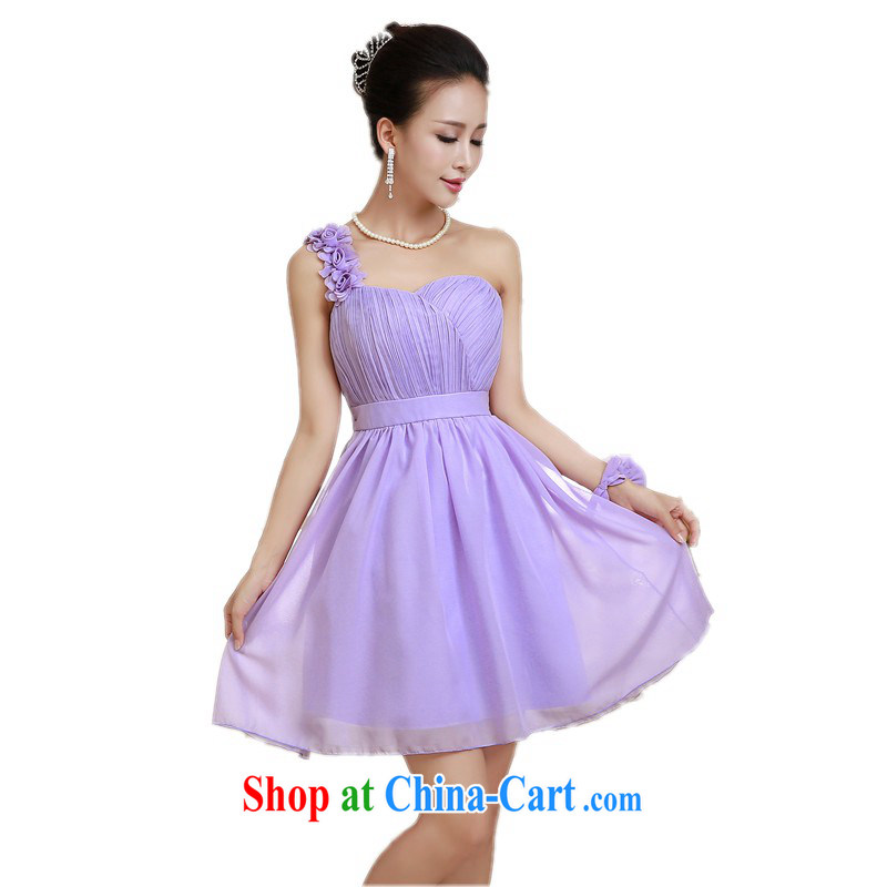 The package mail sweet Princess flowers single shoulder Web yarn small dress American chest-fairy God sister's bridesmaid wedding dresses Web yarn short ceremony annual blue skirt are code, land is still the garment, shopping on the Internet