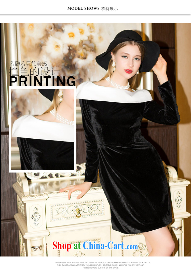 Yi Ge lire name yuan style long-sleeved gown gold velour retro beauty knocked color collar long-sleeved gown dress black 6913 L pictures, price, brand platters! Elections are good character, the national distribution, so why buy now enjoy more preferential! Health