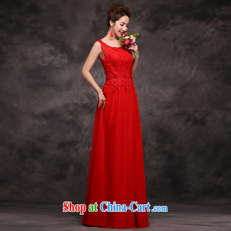 Jie MIA 2015 New Red double-shoulder-length, cultivating lace Evening Dress bridal wedding dress toast serving evening dress female Red XXL