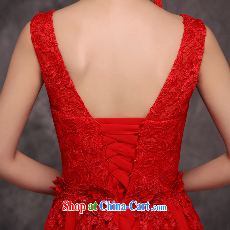 Jie MIA 2015 New Red double-shoulder-length, cultivating lace Evening Dress bridal wedding dress toast serving evening dress female Red XXL, Jake Mia, and shopping on the Internet