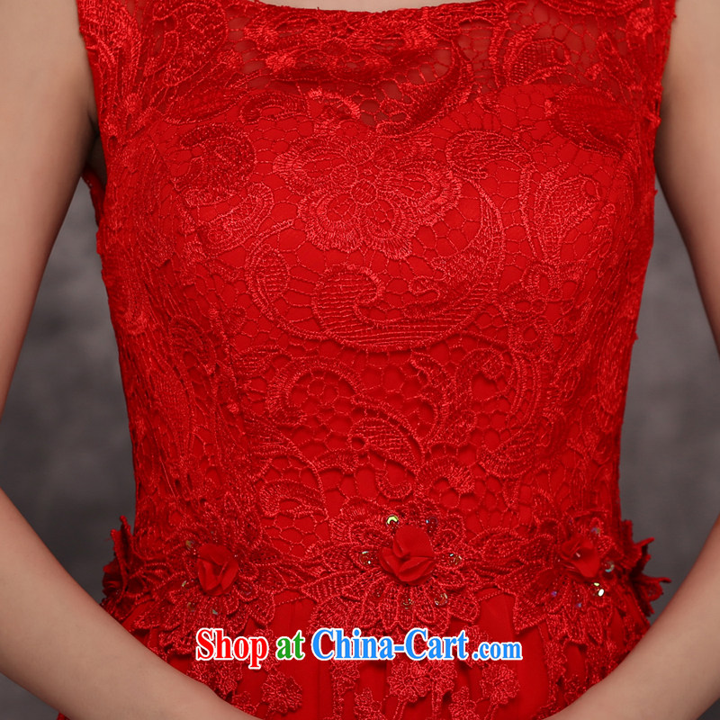 Jie MIA 2015 New Red double-shoulder-length, cultivating lace Evening Dress bridal wedding dress toast serving evening dress female Red XXL, Jake Mia, and shopping on the Internet