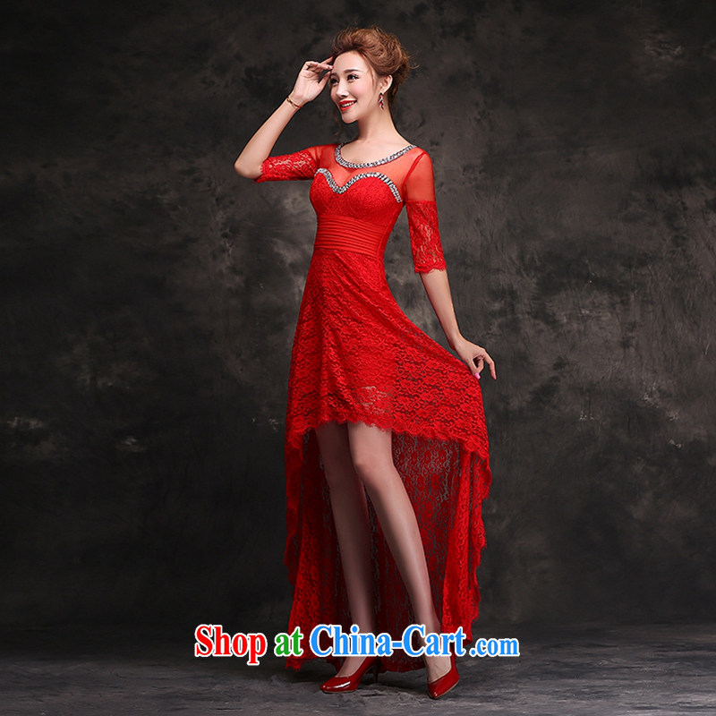 Hee-Ka-hi 2014 new winter toast, service dress the short, long and stylish red bridesmaid dress long gown beauty F 104 red left size tailored-hi Ka-hi, shopping on the Internet