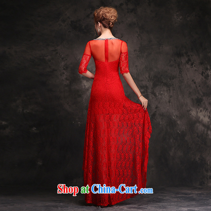 Hee-Ka-hi 2014 new winter toast, service dress the short, long and stylish red bridesmaid dress long gown beauty F 104 red left size tailored-hi Ka-hi, shopping on the Internet