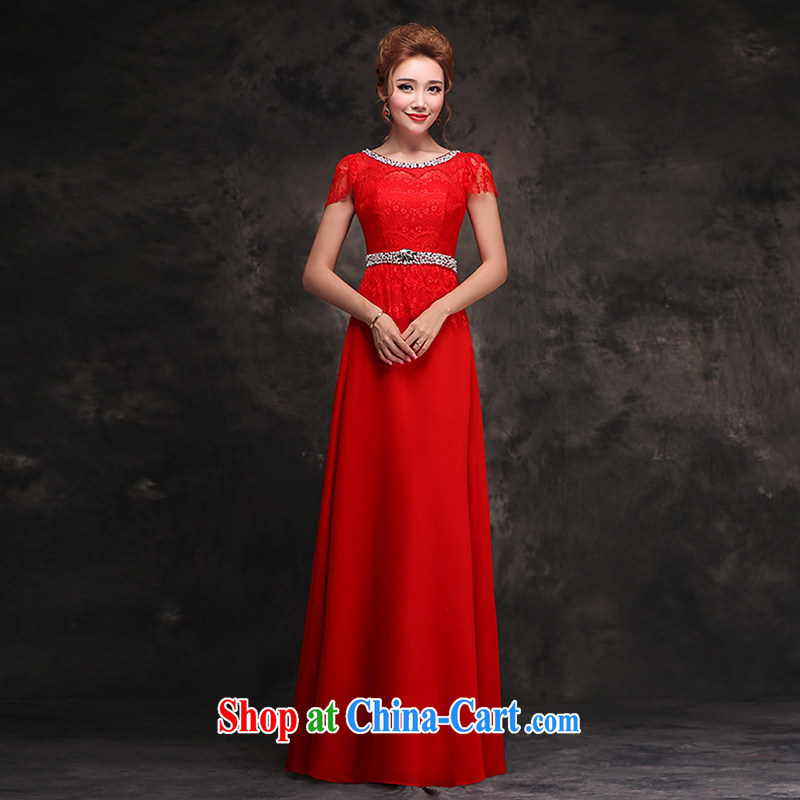 Hee-Ka-hi 2014 New Long dress bridal toast clothing wedding dresses dresses red and stylish retro fall and winter F 105 red left size tailored