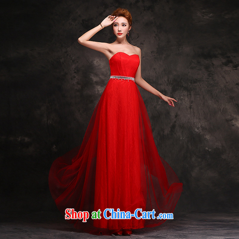 Hi Ka-hi 2014 New Long wiped his chest dress bridal toast clothing wedding dresses dresses red stylish retro fall and winter F 109 red left size tailored