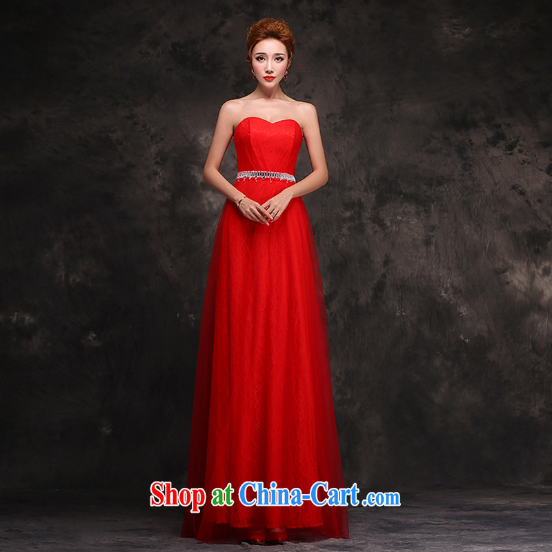 Hi Ka-hi 2014 New Long wiped his chest dress bridal toast clothing wedding dresses dresses red and stylish retro fall and winter F 109 red left size tailored-hi Ka-hi, shopping on the Internet