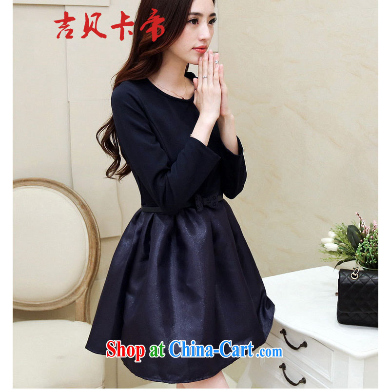 The Bekaa in Dili 9693 _fall and winter Korean color blue video thin beauty solid dress dress dress picture color XL