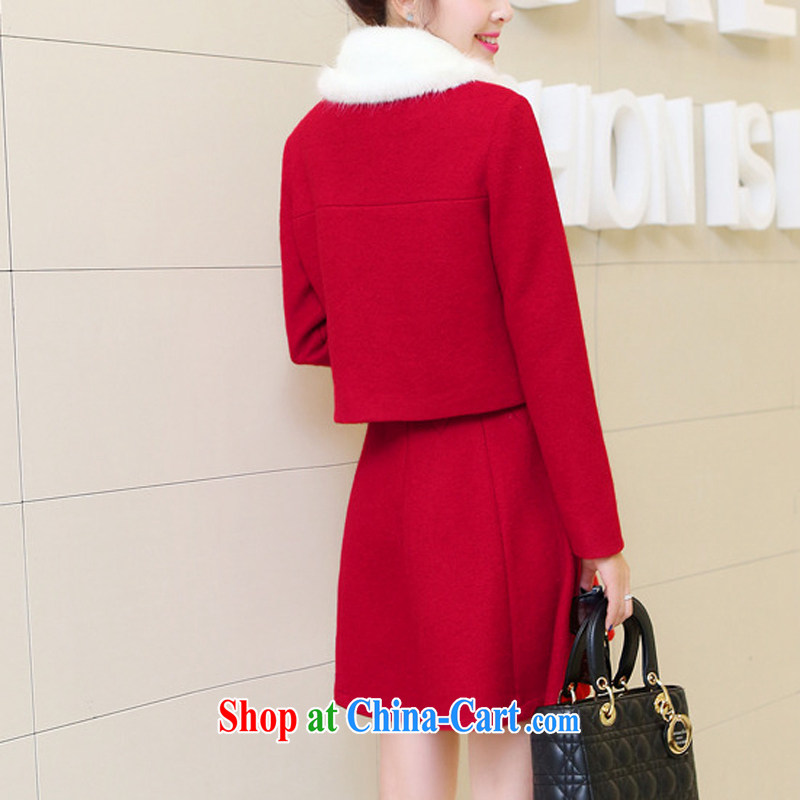 Cayman business population, 2015 new two-piece dress Korean Beauty two kits that gross marriages bows back-door dress the model with the collar red black skirt XXL, peach, ceremony, shopping on the Internet