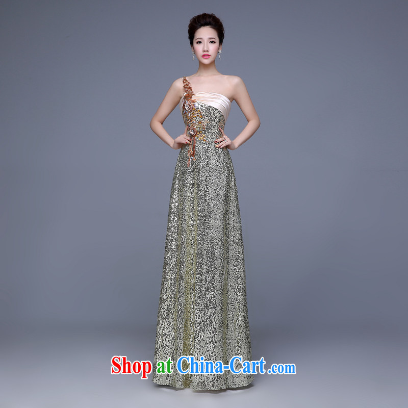 Jie MIA gold Evening Dress new 2015 toast service bridal fashion wedding ceremony the shoulder bridesmaid serving long, autumn and winter red XXL, Jake Mia, shopping on the Internet