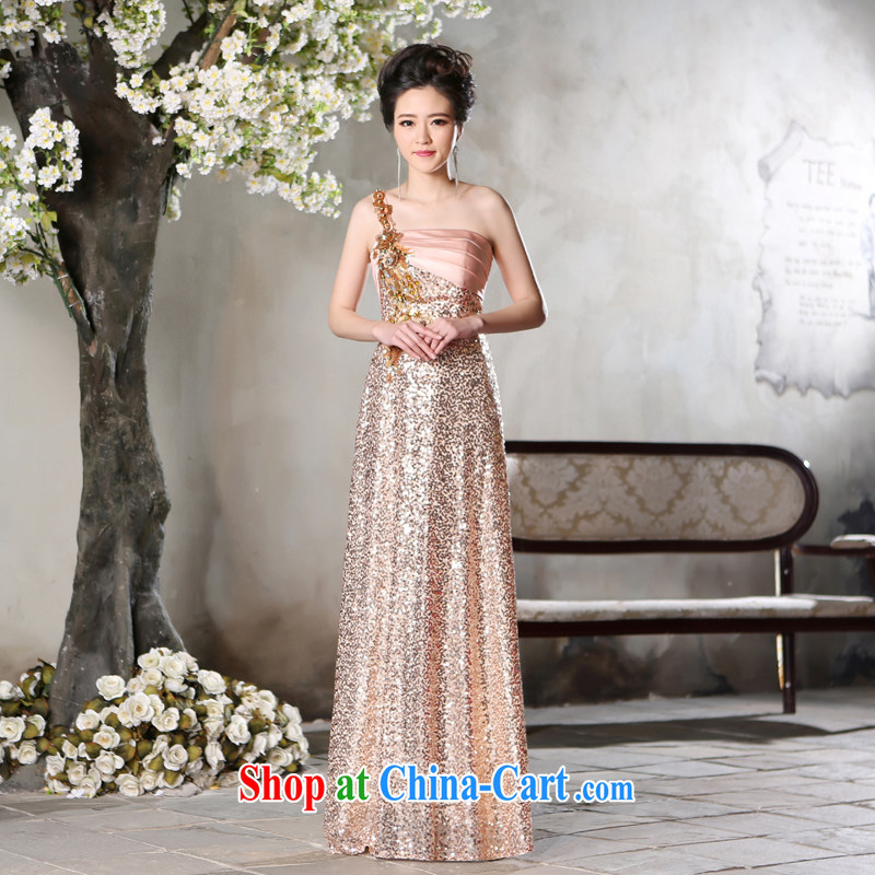 Jie MIA gold Evening Dress new 2015 toast service bridal fashion wedding ceremony the shoulder bridesmaid serving long, autumn and winter red XXL, Jake Mia, shopping on the Internet