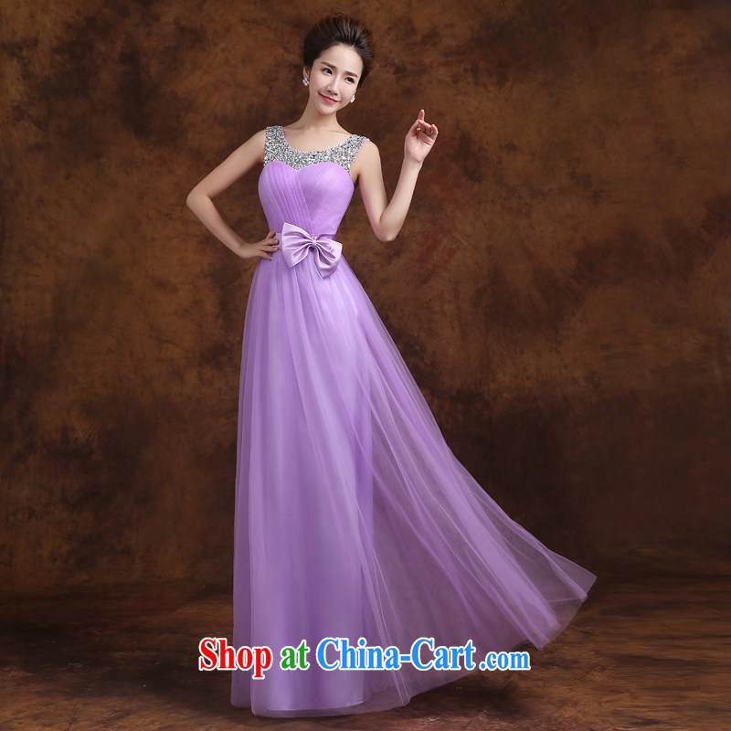 Jie MIA bridesmaid service long 2015 new Korean purple shoulders bridesmaid single shoulder-straps and sisters dress evening dress D L paragraph