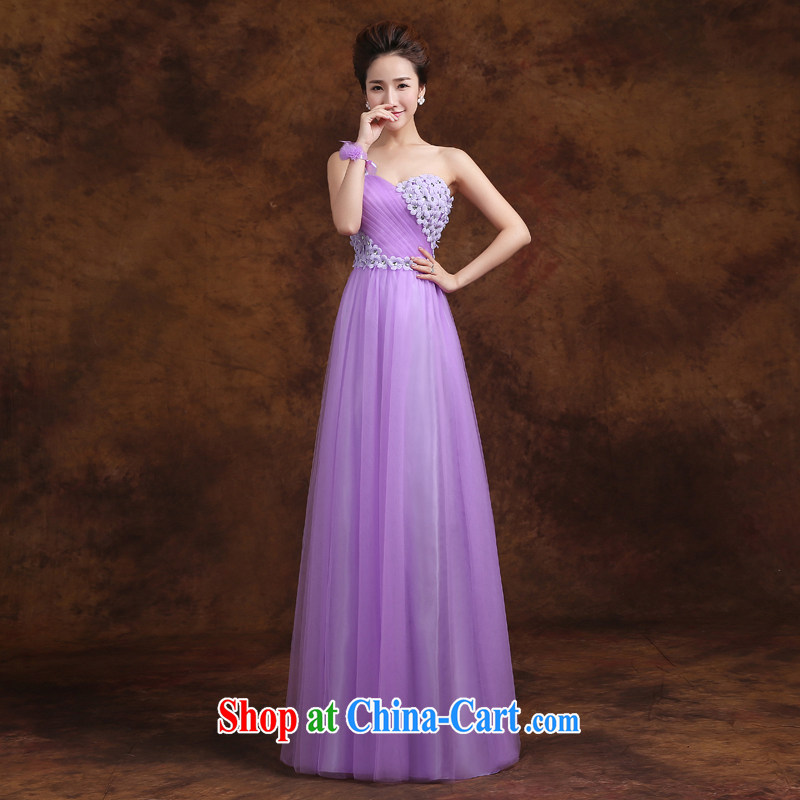 Jie MIA bridesmaid service long 2015 new Korean purple shoulders bridesmaid single shoulder-straps and sisters dress evening dress D L, Jericho, Mia, and shopping on the Internet
