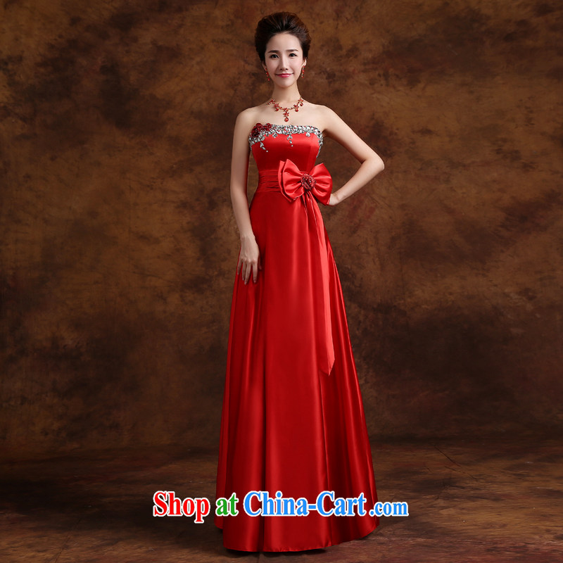 Cheng Kejie MIA toast service 2015 New Red wiped his chest long beauty, bridal wedding dress wood drill Banquet Hosted Service red XXL, Jake Mia, and shopping on the Internet