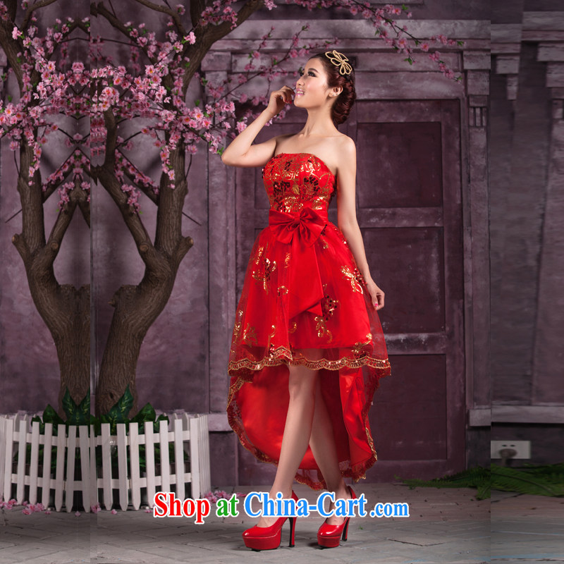 Honey, bride dresses short before long after 2015 new Mary Magdalene chest strap marriages served toast the code pregnant women video thin bridesmaid clothing red tailored, honey, bride, shopping on the Internet