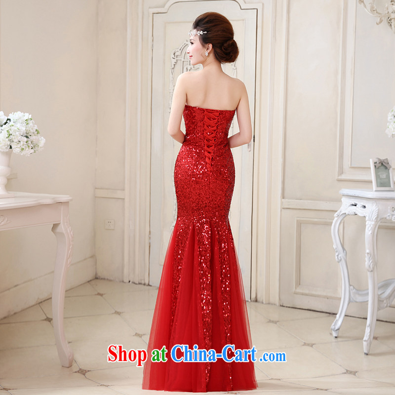 Honey, bride New Red dress crowsfoot beauty Evening Dress bride wedding toast. Stylish and elegant large code tie-evening dress red XXL, honey, bride, shopping on the Internet