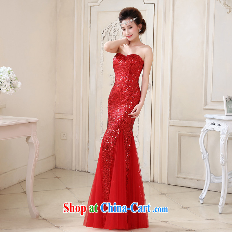 Honey, bride New Red dress crowsfoot beauty Evening Dress bride wedding toast. Stylish and elegant large code tie-evening dress red XXL, honey, bride, shopping on the Internet