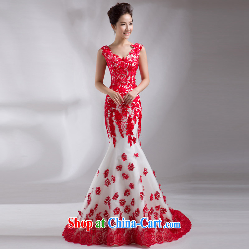 Jie MIA crowsfoot wedding dresses 2014 new Korean red sexy bare chest Deep V for cultivating bridal toast service-shoulders XXL