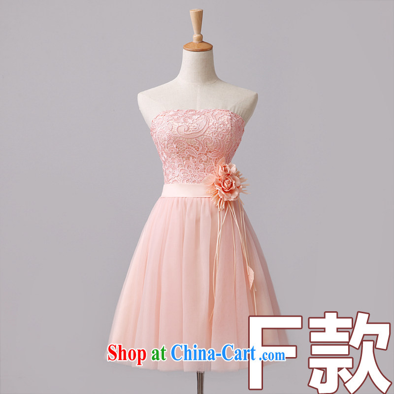 Code Hang Seng bridal bridesmaid's wedding dresses new 2015 skirt Korean bridesmaid dress short, plain colored dress 6-color choice of combined optional bare pink F XL paragraph