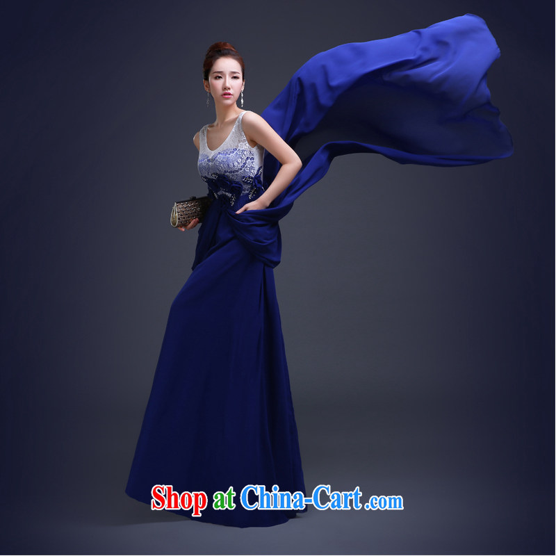 Ting Beverly Evening Dress trailing Annual Meeting 2015 new autumn and winter banquet bridesmaid dress stylish spring bridal toast service long Lake Beauty blue XXL Ting, Beverly (tingbeier), shopping on the Internet