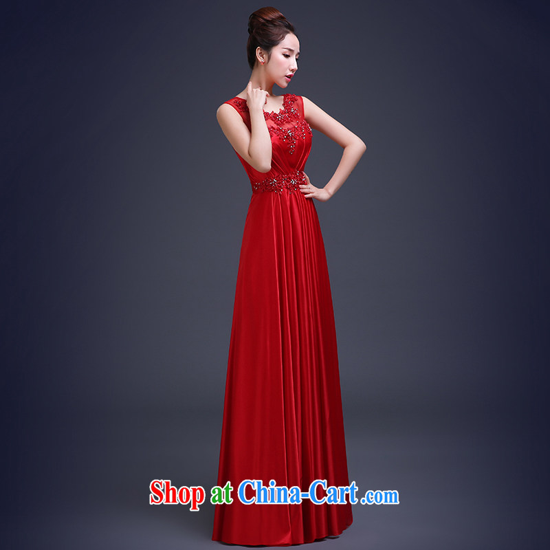 Ting Beverly toast Service Bridal Fashion 2015 spring new dual-shoulder dress red bridesmaid dress long cultivating female Red XL Ting, Beverly (tingbeier), shopping on the Internet