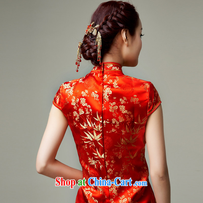 Han Park (cchappiness) 2015 new short red welcome qipao qipao annual toast bride dress red XXL (chest 93 waist 76 and 96), the park (cchappiness), online shopping