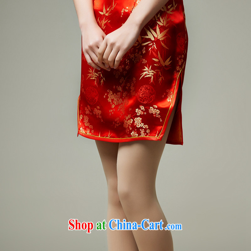 Han Park (cchappiness) 2015 new short red welcome qipao qipao annual toast bride dress red XXL (chest 93 waist 76 and 96), the park (cchappiness), online shopping