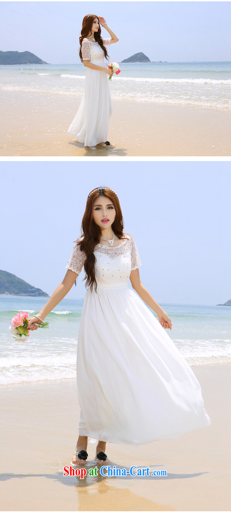 OPTIMIZED IN ACCORDANCE WITH THE 2014 Korea Maldives beach dress wedding nails Pearl inserts drill dress long dress white L pictures, price, brand platters! Elections are good character, the national distribution, so why buy now enjoy more preferential! Health