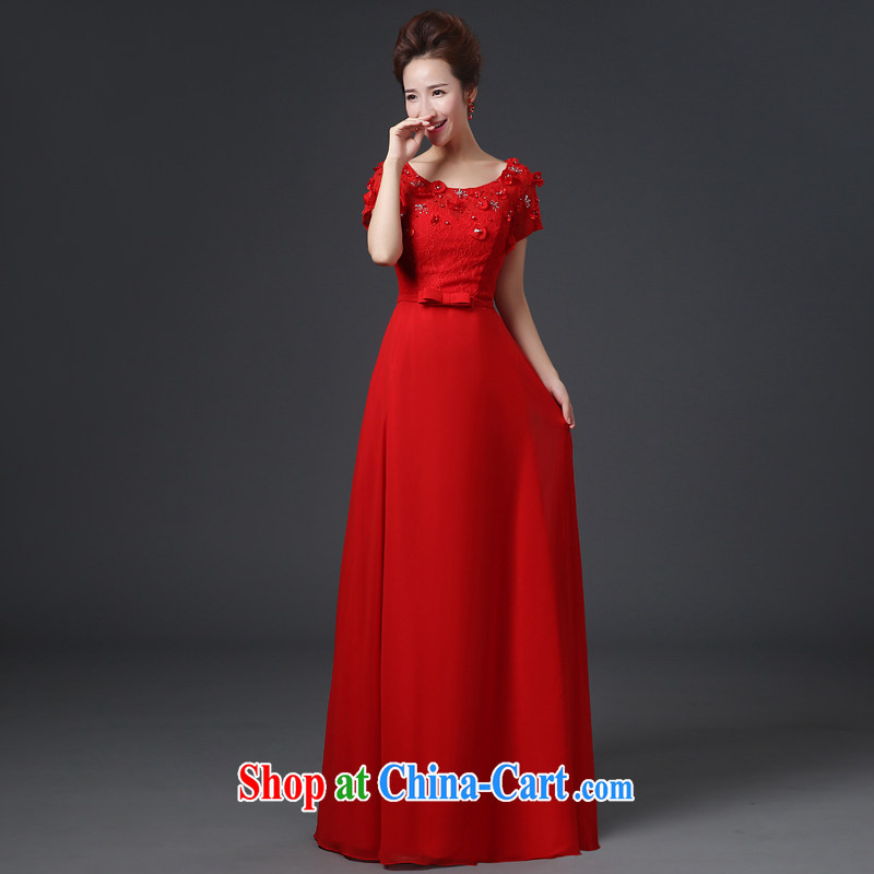 Jie MIA long dress 2014 new bride wedding dress red bows. Stylish lace-erase chest long skirt fall and winter, red XXL, Jake Mia, and shopping on the Internet