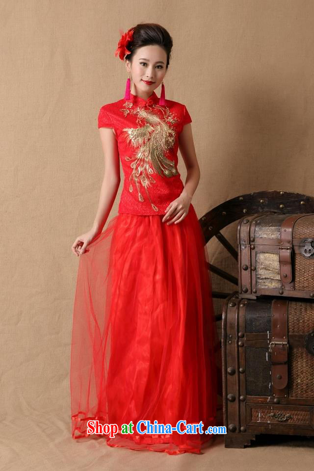 Love, Mrs Carrie Yau, yarn delivery wedding dresses new 2015 red long bridal wedding dress cheongsam dress girls toast serving bridesmaid clothing red XL pictures, price, brand platters! Elections are good character, the national distribution, so why buy now enjoy more preferential! Health