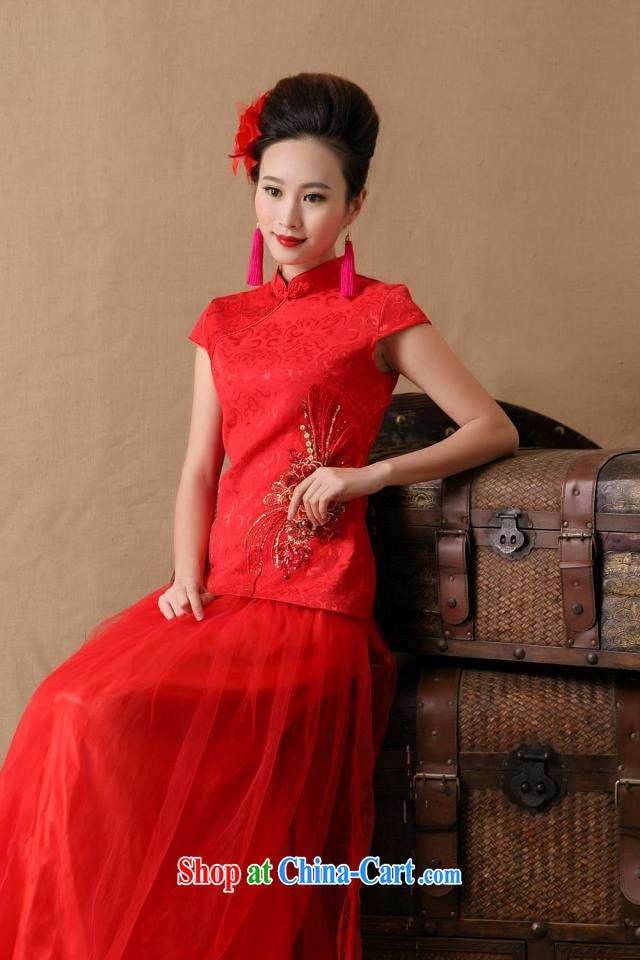 Love, Mrs Carrie Yau, yarn delivery dress 2015 new bridal wedding dresses dress red evening dress Evening Dress long retro toast serving evening dress red XL pictures, price, brand platters! Elections are good character, the national distribution, so why buy now enjoy more preferential! Health
