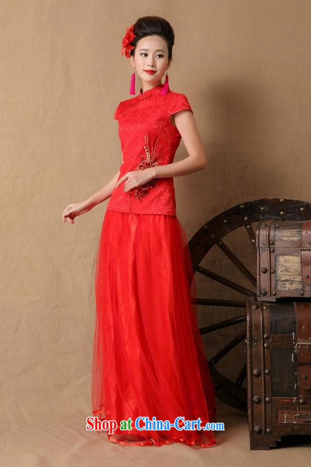 Love, Mrs Carrie Yau, yarn delivery dress 2015 new bridal wedding dresses dress red evening dress Evening Dress long retro toast serving evening dress red XL pictures, price, brand platters! Elections are good character, the national distribution, so why buy now enjoy more preferential! Health