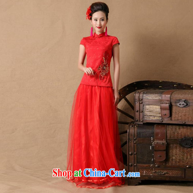 Love, Uganda, Mrs Carrie Yau, the dress 2015 new bridal wedding dresses dress red evening dress Evening Dress long retro toast serving evening dress red XL, love, Lai, and, shopping on the Internet