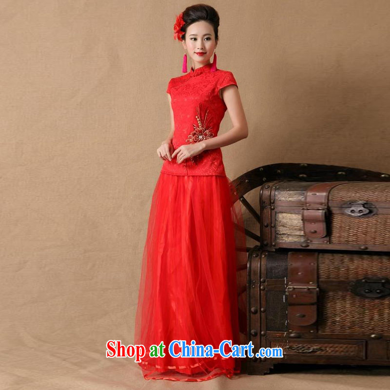 Love, Uganda, Mrs Carrie Yau, the dress 2015 new bridal wedding dresses dress red evening dress Evening Dress long retro toast serving evening dress red XL, love, Lai, and, shopping on the Internet