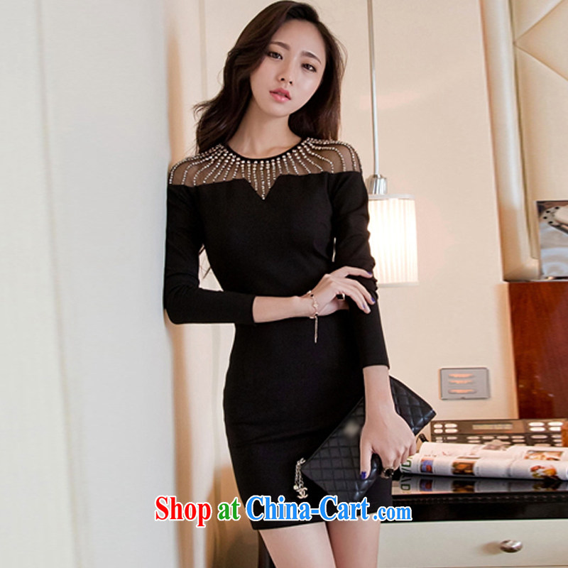 Achieve better, spring 2015 new European and American style Ladies Night sense of a yuan peg Pearl package and long-sleeved knitted dresses dress 379 black XL, Walt Disney, and shopping on the Internet