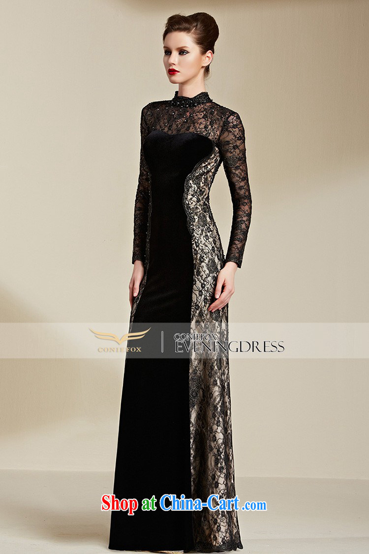 Creative Fox Evening Dress 2015 new lace long-sleeved banquet dress black evening dress dress dress elegant toasting service package shoulder dress long, 82,066 black XXL pictures, price, brand platters! Elections are good character, the national distribution, so why buy now enjoy more preferential! Health