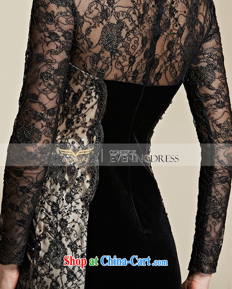 Creative Fox Evening Dress 2015 new lace long-sleeved banquet dress black evening dress dress dress elegant toasting service package shoulder dress long, 82,066 black XXL pictures, price, brand platters! Elections are good character, the national distribution, so why buy now enjoy more preferential! Health